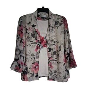 Women's Alfred Dunner Petite 3/4 Sleeve Blouse W/attached Tank Size 10P
